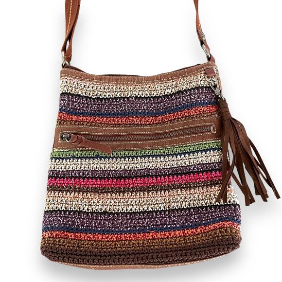 The Sak Handbags - The Sak Women's Lucia Crochet Crossbody Bag Sunset Stripe Adjustable Strap